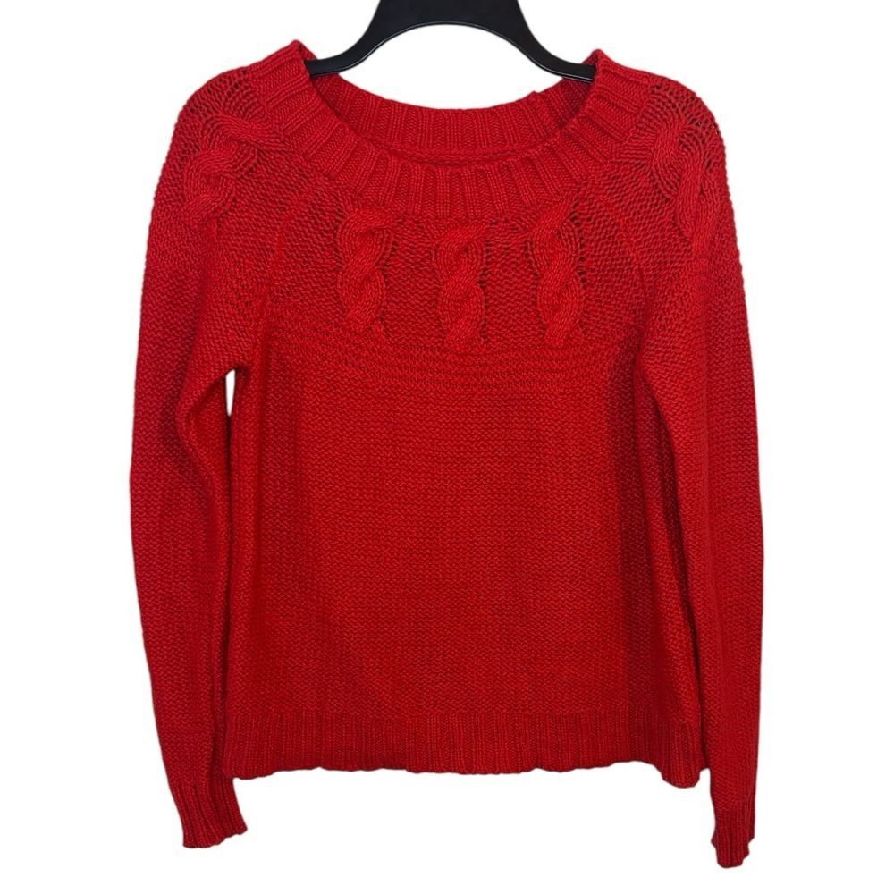 Aerie Red Chunky Knit Sweater Size XS